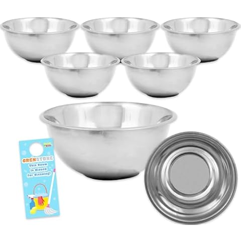 World's Finest Stainless Steel Small Mixing Bowls Bulk - Bundle Incldues 6 Metal Salad Food Mixing Bowls, 5.5 Inch Diameter for Home Cooking and Food Prep | Small Stainless Steel Mixing Bowl Set Cover