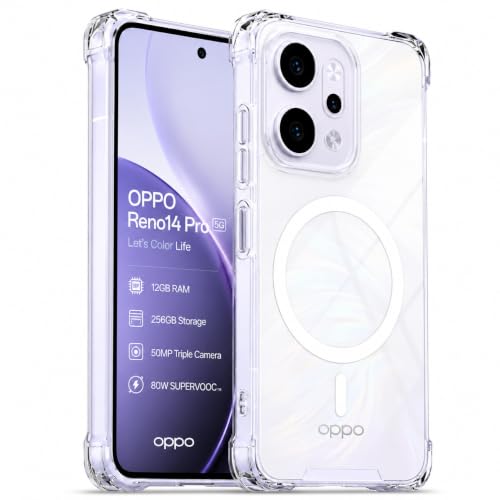 Image of Transparent Back Cover for Oppo Reno 14 Pro 5G Cover Shockproof Side TPU Bumper & Back Pc Protective Magnetic Support Cover Case (Oppo Reno 14 Pro 5G)