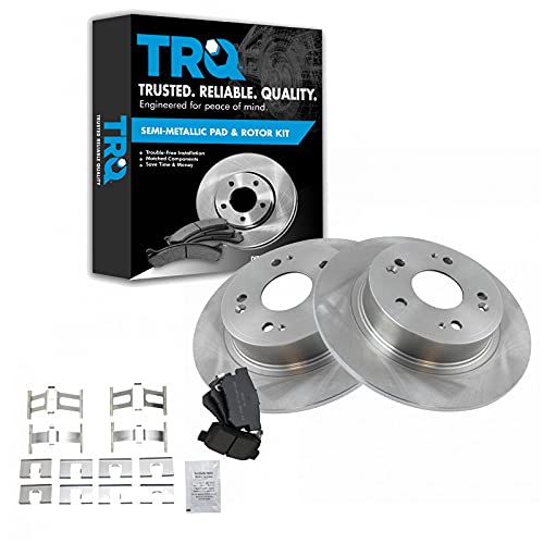 Image of TRQ Rear Brake Pad and Rotor Set Semi Metallic | For 2016-2019 Acura ILX 2005-2007 Honda Accord