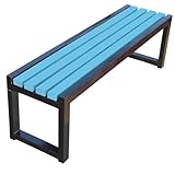 Banco de jardín de madera para exteriores de 2 plazas, resistente a la intemperie, sin respaldo, banco de balcón, asiento de jardín de bajo mantenimiento, disponible en 100/120/150/180 cm (azul negro