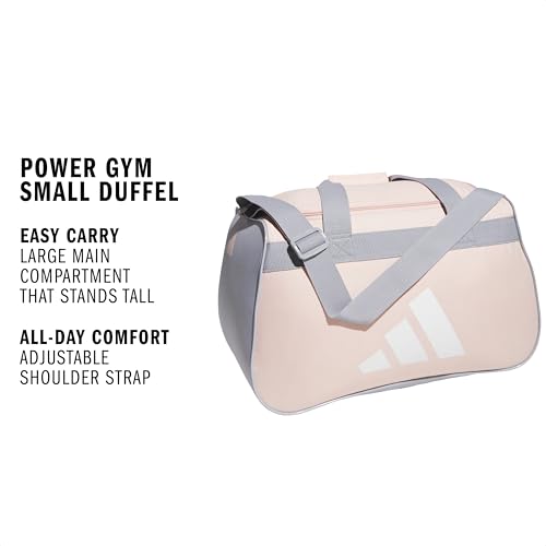 Image of adidas Power Gym Bag - Lightweight Small Duffel, Blush Pink /White /Halo Silver Grey, OSFA