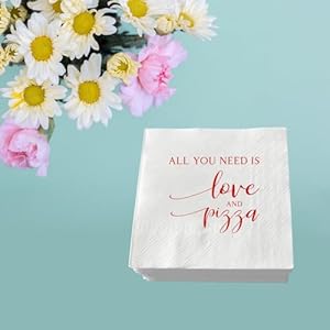 50 Pcs Wedding Napkins Red Foil "All You Need is Love and Pizza" Paper Cocktail Napkins Bar Berverage Napkins for Engagement Rehearsal Dinner Luncheon Dinner Party Decorations 3-Ply 50 Pcs Wedding Napkins Red Foil All You Need is Love and Pizza Paper Cocktail Napkins Bar Berverage Napkins for Engagement Rehearsal Dinner Luncheon Dinner Party Decorations 3 Ply