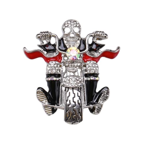 Broche Halloween crâne argenté accessoire costume fête femme