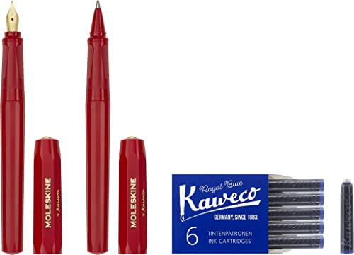 Moleskine x Kaweco Fountain Pen in ABS plastic With Gold-Plated Size M Nib and Refillable Ballpen for Writers Note-Takers