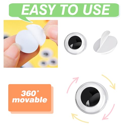 toaob 100pcs plastic googly wiggle eyes self adhesive round 6mm to 35mm white sticker eyes for diy crafts scrapbooking decoration