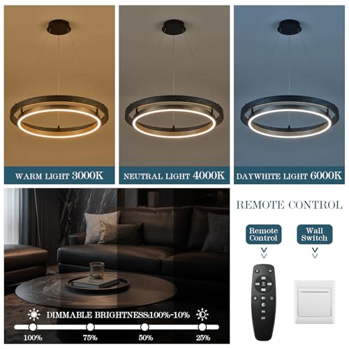 Image of LED Ring Chandelier Dimmable Black Brushed Nickel Chandeliers