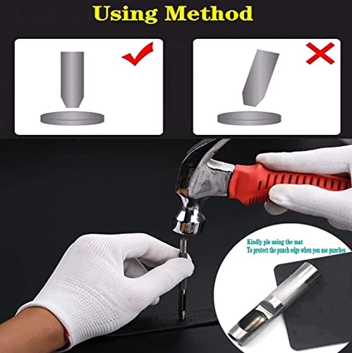 Miniatura 5 de Auniwaig 5 perforadores de cuero, herramienta de perforación hueca de forma redonda, punzón de costura artesanal de cuero, punzón de cuero de 0.37