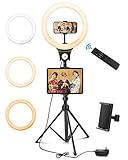LEDリングライト Tocorpie 自撮リングライト 12インチ 三脚スタンド 高安定性 無段階調光 3000K-6000K 昼光色 電球色 リモコン付き ipadホルダー付 web会議/自撮り/美容化粧/Youtubeビデオ撮影用（日本語説明書） (12インチ)