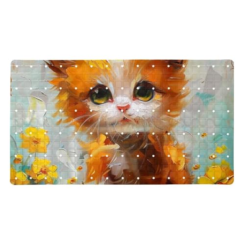 Tapis de bain séchage rapide et absorbant l'eau en PVC chat