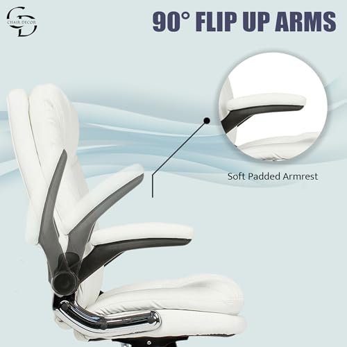 Image of ERGOLUX Premium Office Chair | Ergonomic High Back Boss Chair for Home Office, Home Office & Study | Height Adjustable Office Chair with Chrome Base | 1pc (White)