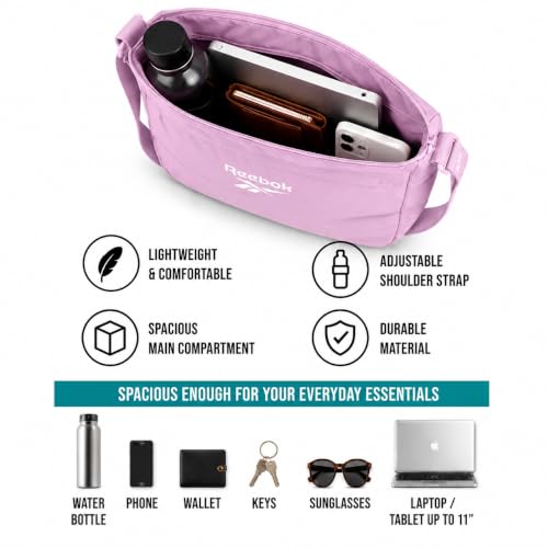 Image of Reebok Womens Crossbody Bag - Lightweight Stylish Nylon Quilted and Non-Quilted Everyday Crossbody Sling Bags for Women