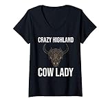 Photo Gallery donna crazy highland cow lady contadina mucca delle highland maglietta con collo a v Photo Gallery donna crazy highland cow lady contadina mucca delle highland maglietta con collo a v