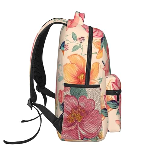 Casual Backpack for Women Men Flower Birds Lightweight Daypack Large Capacity Nurse Bag3