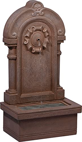 dobar® 96090e Solarbrunnen Poseidon | Gartenbrunnen mit LED Beleuchtung | Terrassenbrunnen aus Polyresin | Zierbrunnen Outdoor |Design Springbrunnen Kunststein | 40 x 26 x 76 cm | Steingrau