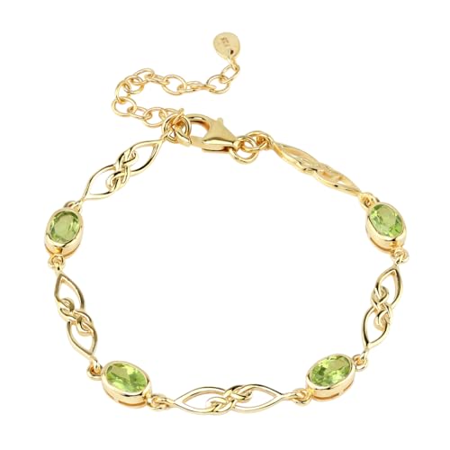 Image of Silvershake Birthstone Gemstones White Gold Plated or Yellow Gold Plated 925 Sterling Silver Scroll /Filigree Celtic Knot Weave 7.25 to 8.75 Inch with Adjustable Extension Bracelet Jewelry for Women