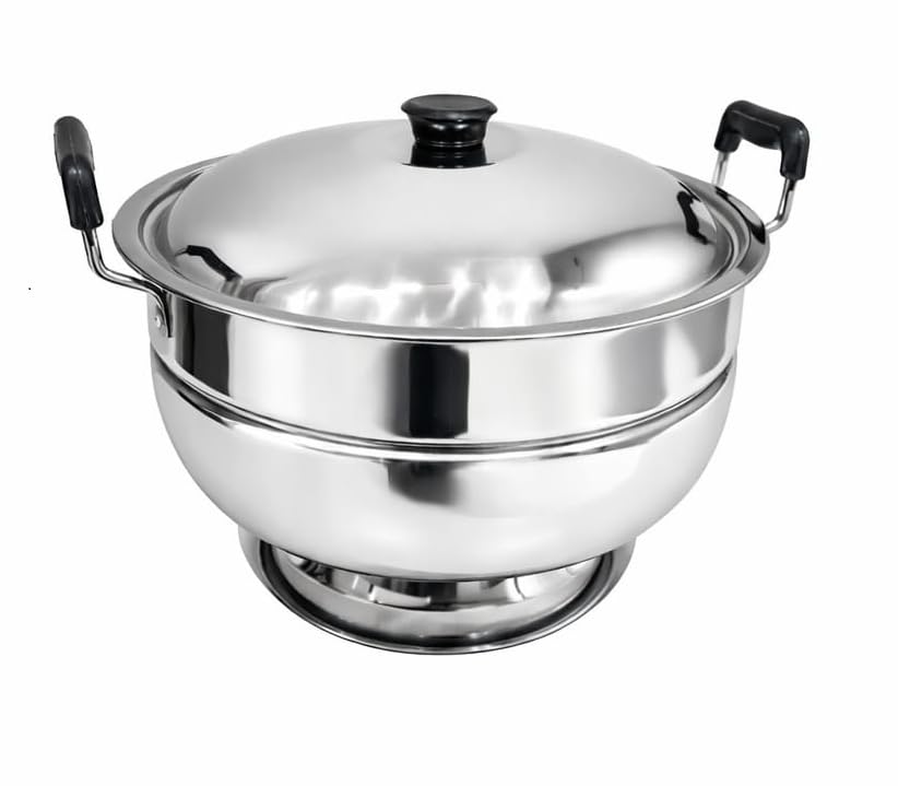 RAMALYA | Stainless Steel Bati Cooker | Bati Maker & Multipurpose Gas OVEN/Tandoor/Barbeque Griller for Home Kitchen | Litti/Pizza/tikka/Maker on Gas | Big | Silver