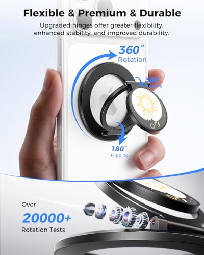 Image of SUPERONE Upgraded Magnetic Phone Grip Sun, Removable Gym MagSafe Kickstand, Dual-Sided Magnet Phone Ring Holder for iPhone 17 /16 /15 /14 /13 /12, Compatible with Magnetic Car Mount- Sun and Moon Pattern