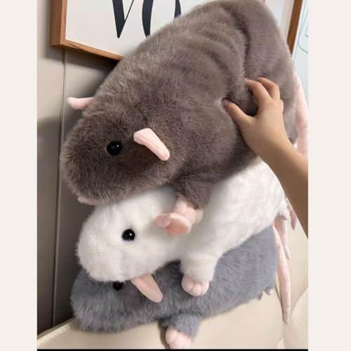 Image of Grey Rat Plush Realistic Stuffed Mouse Animal Toy