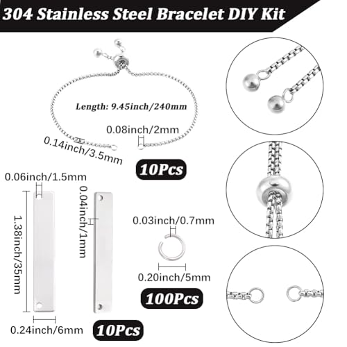 Pulseras ajustables para joyería DIY Beebeecraft de acero inoxidable con conectores 2