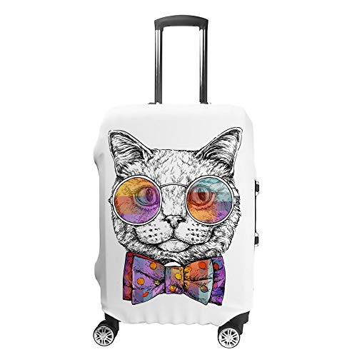 Housse de bagage chat avec lunettes CHEHONG lavable pour valise de 18 à 32 pouces