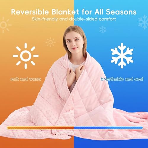 yescool Pink Weighted Blanket for Adults 15 lb, 48 * 72in Twin Full Size Heavy Throw Blanket for Teens Better Sleep by yescool - Used condition - Image 3