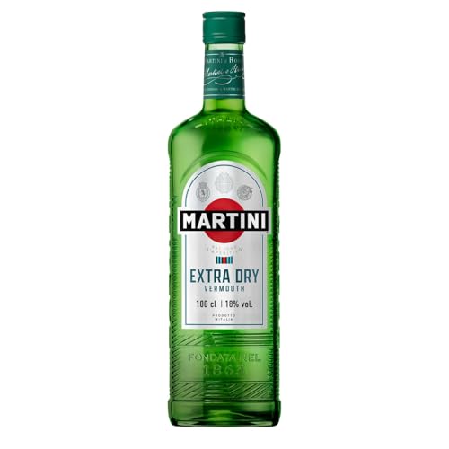 MARTINI Extra Dry Vermouth Aperitivo, 18% ABV, 100cl / 1L, Vermouth Bianco Brillante Italiano Infuso con Botaniche Selezionate a Mano