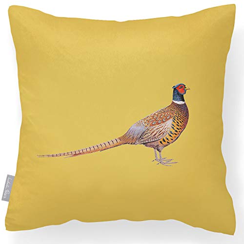 Izabela Peters u00ae Lujoso cojín de terciopelo de diseño u0096 Soft Touch u0096 Colección Phillips Park u0096 Faisán vintage u0096 Mostaza u0096 Diseñado, impreso y hecho a mano en el Reino Unido