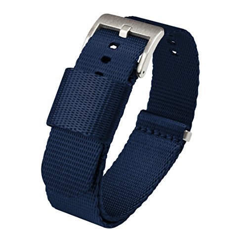 22mm Navy Blue - BARTON Elite NATO® Style Watch Strap - Stainless Steel Buckle - Seat Belt Nylon Watch Bands