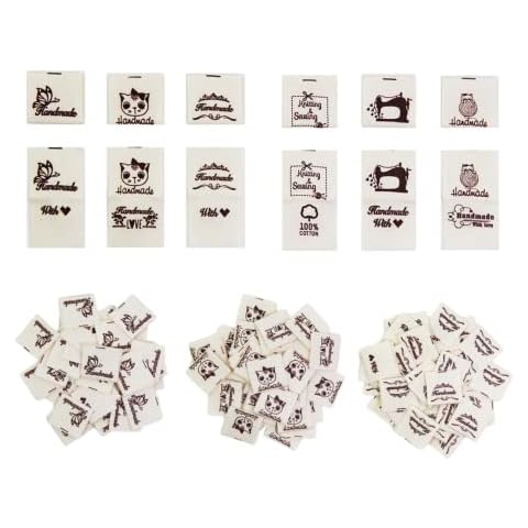 120 Pcs Handmade Labels Cotton Garment Decoration Labels Practical Sewing Tags for Sewing DIY Clothing Cover