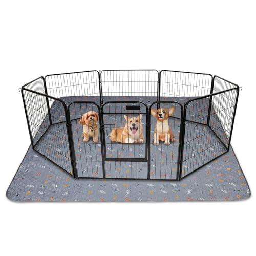 Image of Sunheir Washable Pee Pads for Dogs 72 inchx72 inch, Extra Large Reusable Puppy Pads Pet Training Pads for Dog Playpen, Waterproof Pee Pads for Puppy Playpen, Whelping Pad, Dog Playpen Indoor - Light Grey