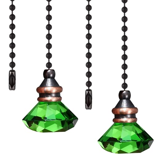 JOVITEC 2 Pieces Pull Chain Ceiling Fan Ornaments Light Crystal