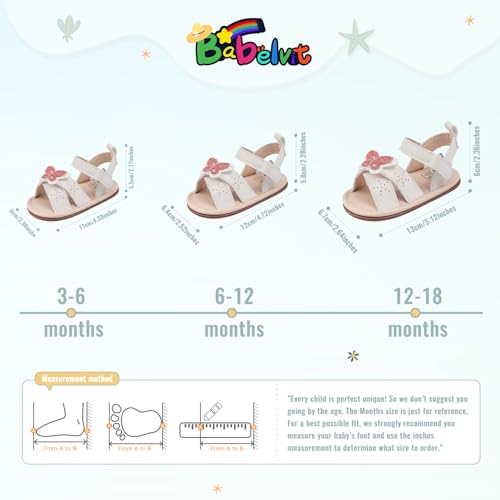 Image of Babelvit Infant Baby Girl Boy Sandals Comfort Premium Summer Outdoor Casual Beach Shoes with Flower Bowknot Anti Slip Rubber Sole Newborn Toddler Prewalker First Walking Shoes