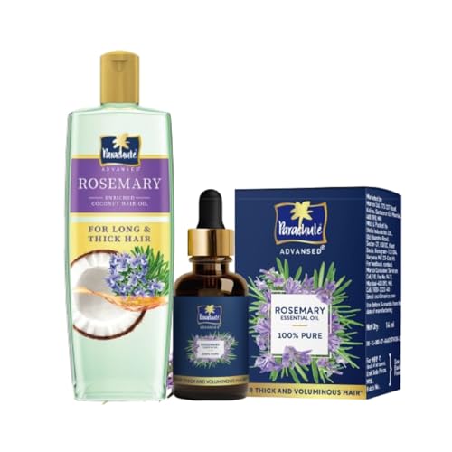 Image of Parachute Advansed Rosemary-enriched Coconut Hair Oil + 100% Pure Rosemary Essential Oil | Moisturises dry hair, Reduces hair breakage, Improves hair Resilience | 300ml + 14ml