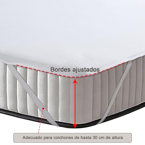 Protector de colchón 180x200 impermeable transpirable funda algodón elástica 6