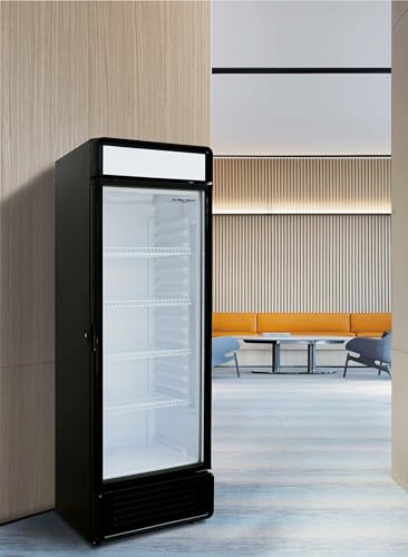 Image of Hamilton Beach, 13.3 Cu. Ft. Commercial Glass Door Display Merchandiser Refrigerator Cooler, ETL, Black