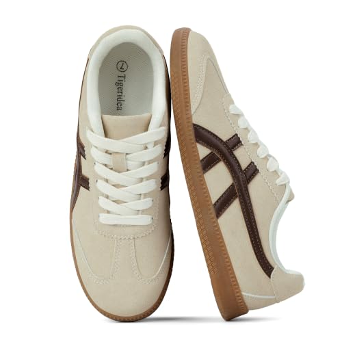 Image of Tigeridea Casual Sneakers for Women Lightweight Lace Up Tennis Shoes | Non-slip Lace Up Fashion Sneaker, Round Toe Retro Walking Shoes, 2026 Trendy Comfortable Trainers