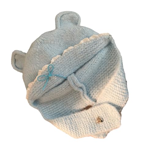 Oversized Bear Hat With Ear Solid Color Skiing Furry Hat Cartoon Photo Props Outdoor Head Wrap Hat For Halloween, Blue