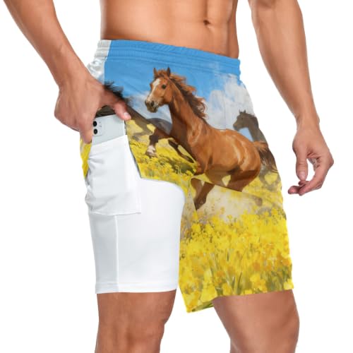 Short de tennis 2 en 1 athlétique avec poche téléphone et porte-serviette