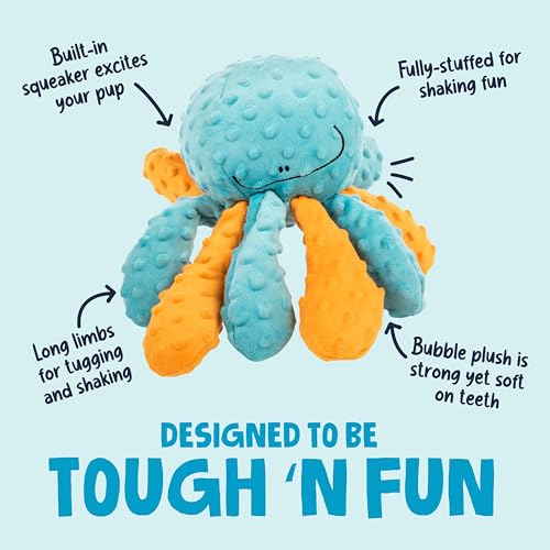 goDog Crazy Tug Octopus Plush Dog Toy, Large, with Chew Guard Technology