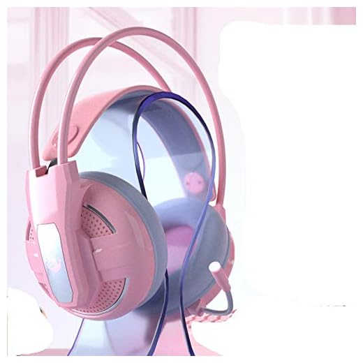 CYONGYOU  Spelheadset Rosa hörlurar Headset Flicka Söt mobil datorspel Spel Headset Ljusavgivande headset Rosa 3,5 mm dubbelhål