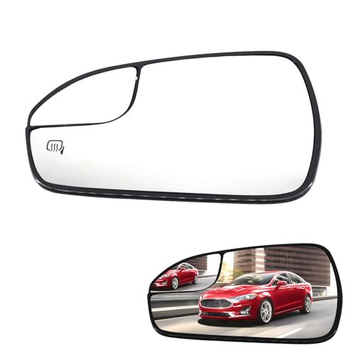 PEVAST Driver Left Side Power Heated Mirror Glass Compatible with Ford Fusion 2013-2020 Blind Spot Side View Convex Mirror Glass with Rear Holder Replace DS7Z17K707F DS7Z-17K707-F