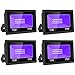 Onforu 4 Pack 15W LED Black Lights, Blacklight Flood Light with Plug and Switch, IP66 Waterproof, Blacklight for Dance Party, Glow in The Dark, Stage Lighting, Body Paint,Fluorescent Poster, Neon Glow