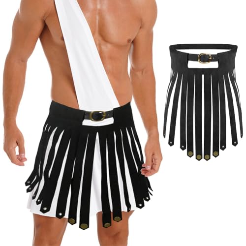 Jupe médiévale de chevalier et ceinture viking en cuir pour cosplay homme