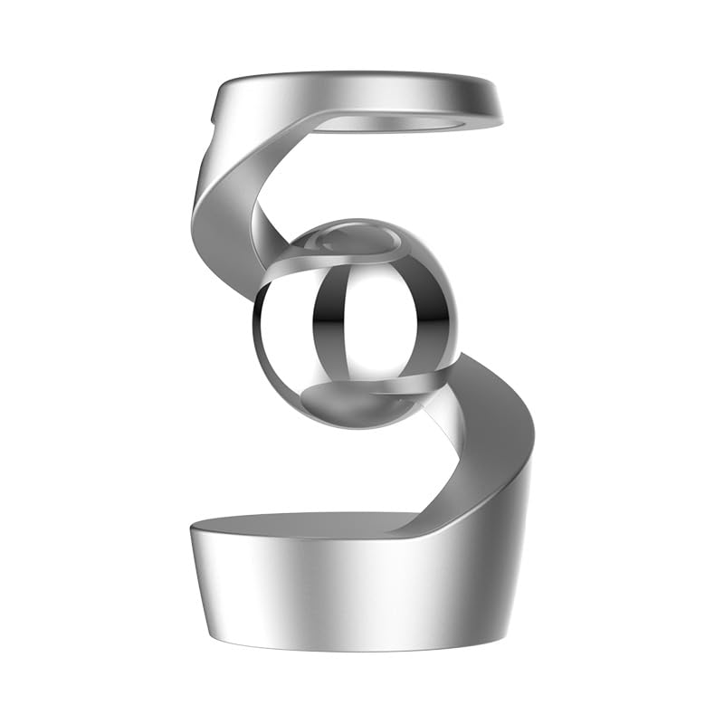 Gravity Defying Kinetic Desk Toy, Kinetic Spinning Toys, Unique Visual Illusion, Stress Relief (silver)