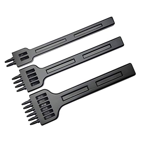 Vosarea 3pcs Leather Prong Punch Tool Set Steel Prong Row Circular Cut Round