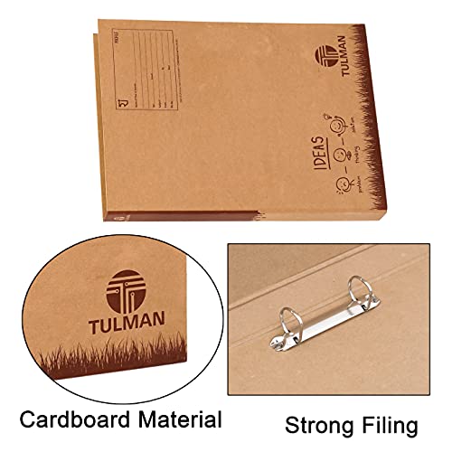 Image of TULMAN D Ring Binder Office File for A4 & Legal Size Documents & Certificate Holder - 38x3x26 CM -Khakhi Pack of 8