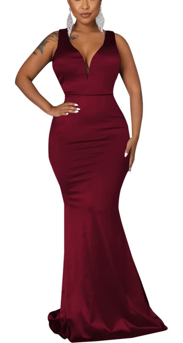 JTNFairyWomen's Sexy Sleeveless One Shoulder Bodycon Dresses Classy Long Formal Cocktail Wedding Guest Dress