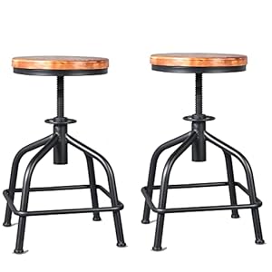 Topower Farmhouse Kitchen Stool, Industrial Counter Stool, Kitchen Deco Round Seat Standard Height Adjustable Swivel Bar Stools Indoor House Design Wood Seat Black set of 2 Topower Farmhouse Kitchen Stool Industrial Counter Stool Kitchen Deco Round Seat Standard Height Adjustable Swivel Bar Stools Indoor House Design Wood Seat Black set of 2