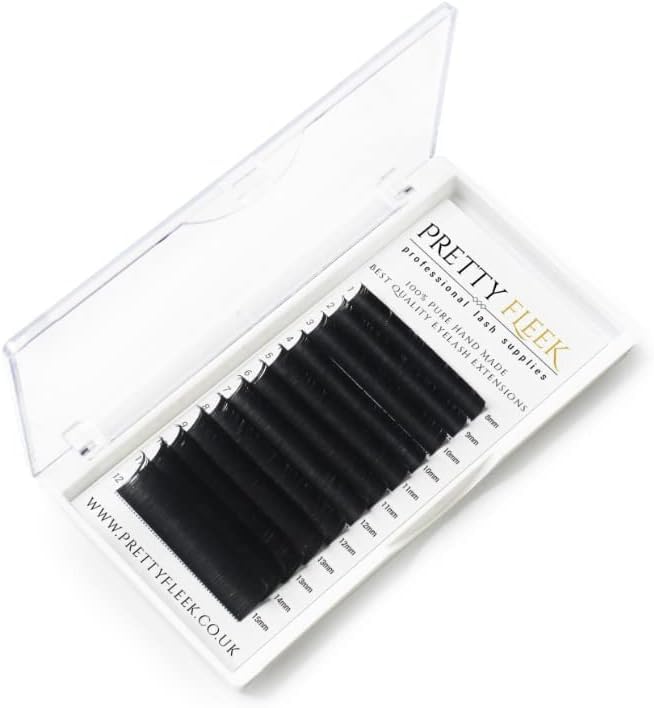PRETTY FLEEK | Flat Classic Lashes | Professional Individual Eyelash Extensions | 0.20 Ellipse C-Curl & D-Curl | 8mm,9mm,10mm,11mm,12mm,13mm,14mm,15mm & Mixed Trays (D Curl, 9mm)