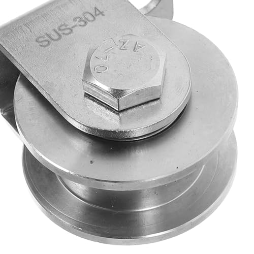 2 x 48 mm Edelstahl-Kabelrollen zur Wandmontage mit Kugellagern – H-Nut-Seilrollen für Schiebetüren, Gewicht, Rac, Zuhause, Fitnessstudio, glatt